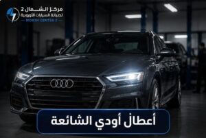 تشخيص أعطال سيارات أودي الشائعة مثل تسرب الزيت ومشاكل DSG بأجهزة فحص كمبيوتر متخصصة في ورشة صيانة أودي بالرياض